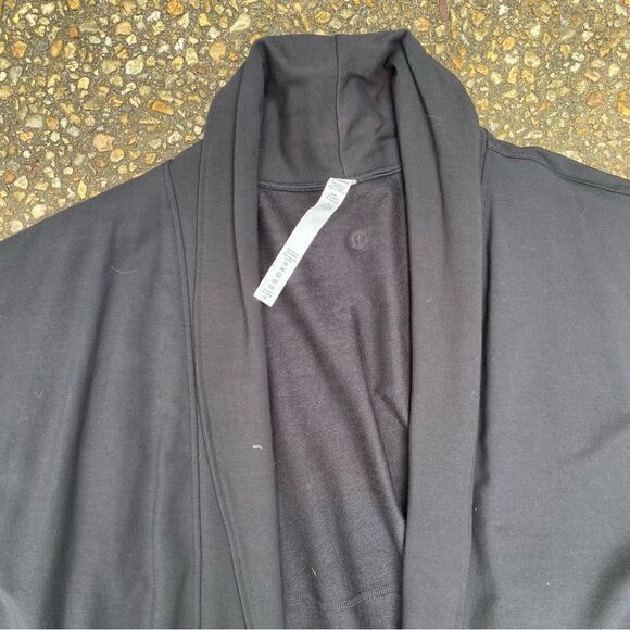 Lululemon black cotton Shawl collar open front jacket jacket large 12 - Picture 2 of 2